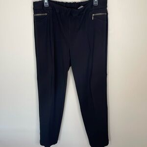 TALBOTS Womens XL Black Elastic Waist Tapered Leg Stretch Pants‎ w Zipper Accent